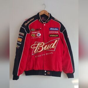 Budweiser JH Design Vintage Red Racing Jacket Size Large
